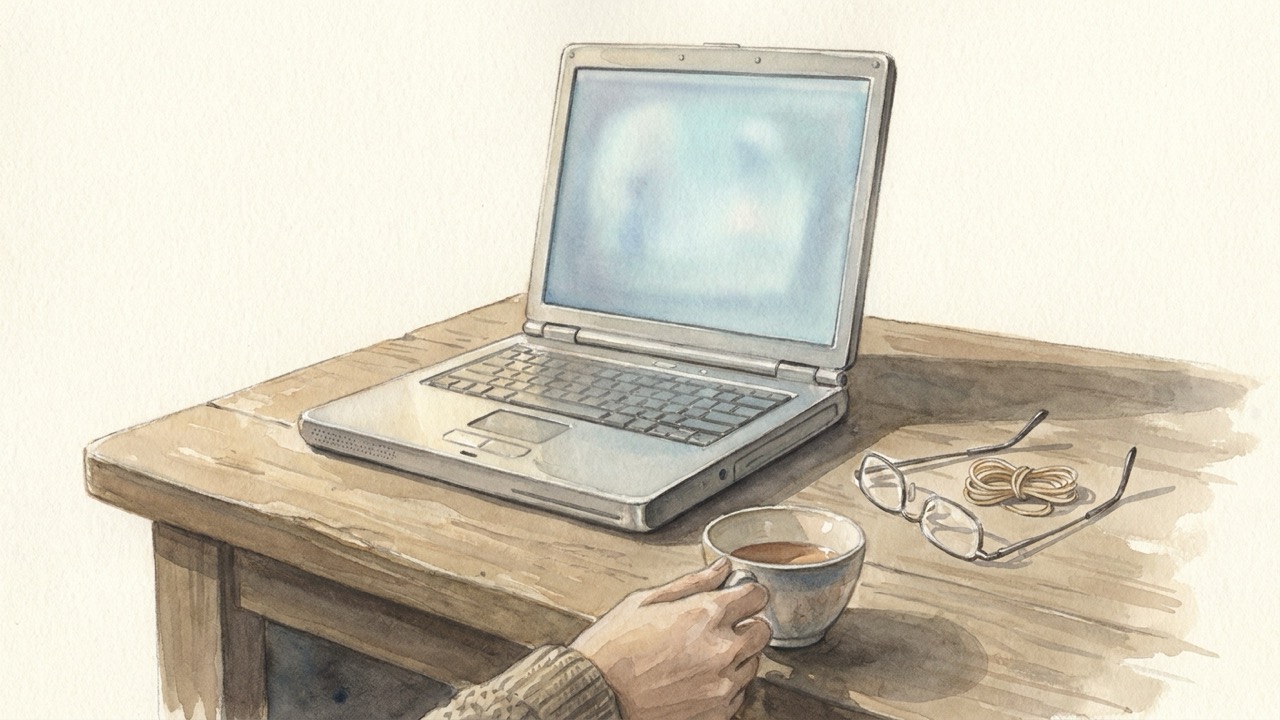 開かれたノートパソコンと未送信の下書き