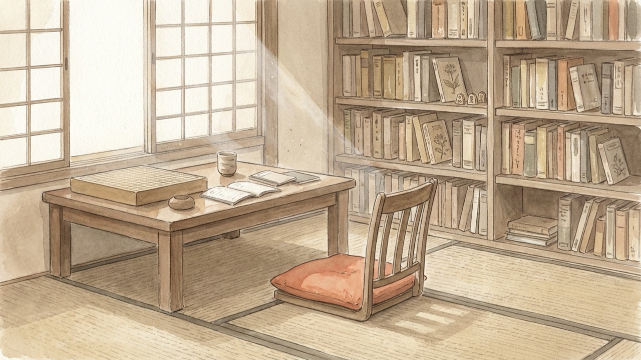 故人の書斎、窓際の机