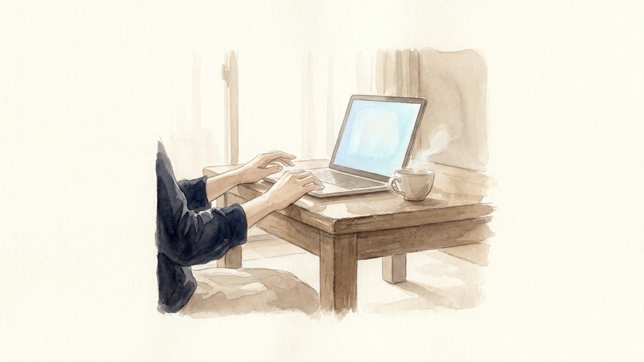 下書きを開こうとする手