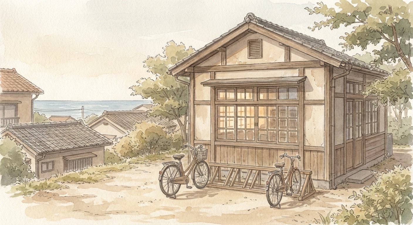 海の近くの小さな図書館