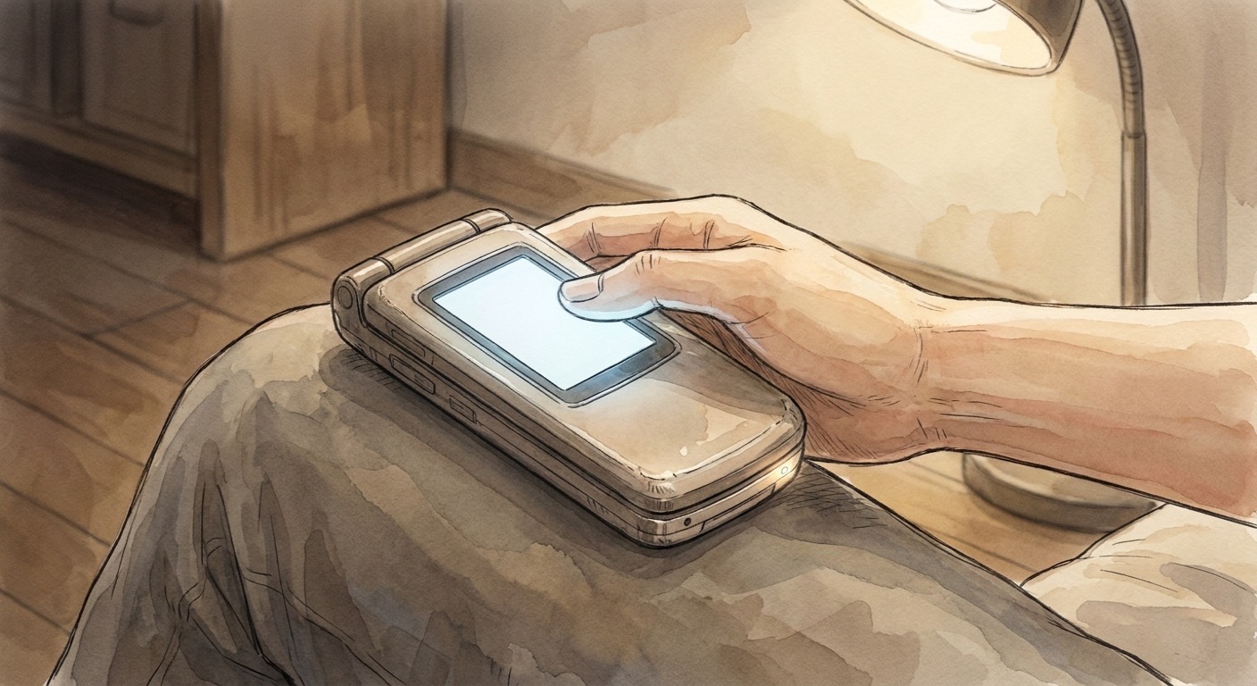 膝の上で光る父の携帯。下書きを開く直前でためらう