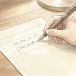 書式にない欄にペンで書き込む手元